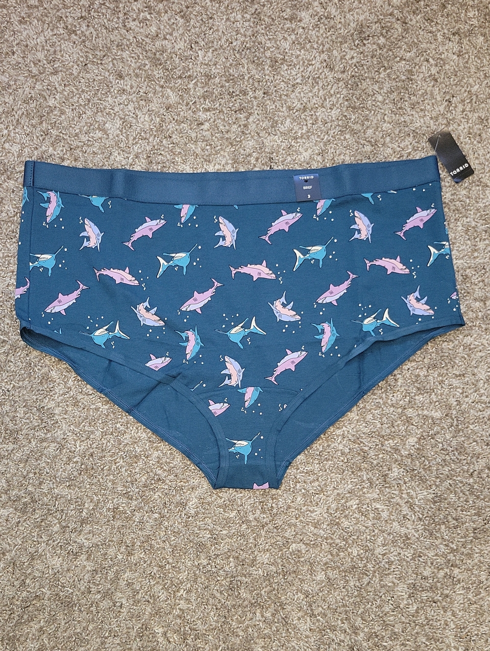 Torrid Teal Bikini Briefs with Shark Print